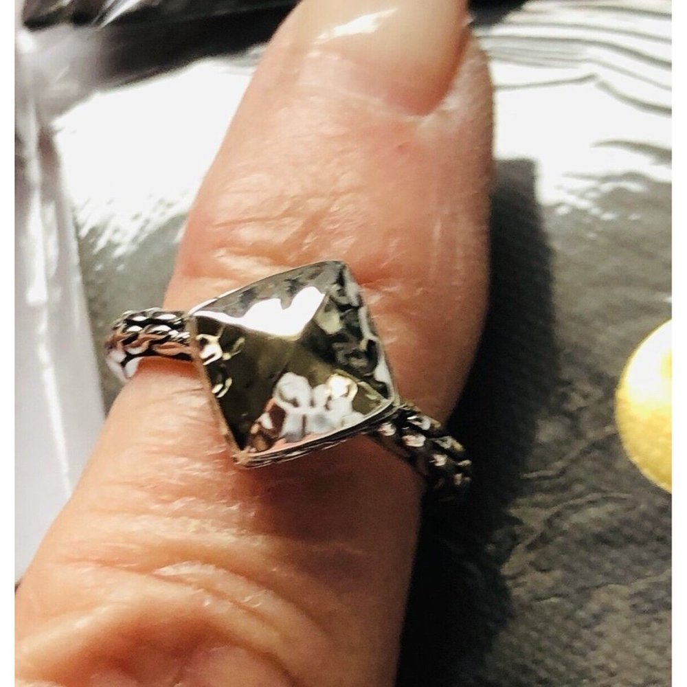 Brand New w/Tag John Hardy Sterling Silver Classic Chain Hammered Ring Size 7